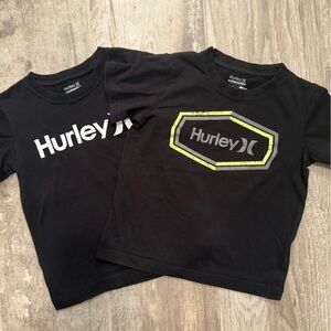 Hurley Kids Black Tees with White and Green Accents